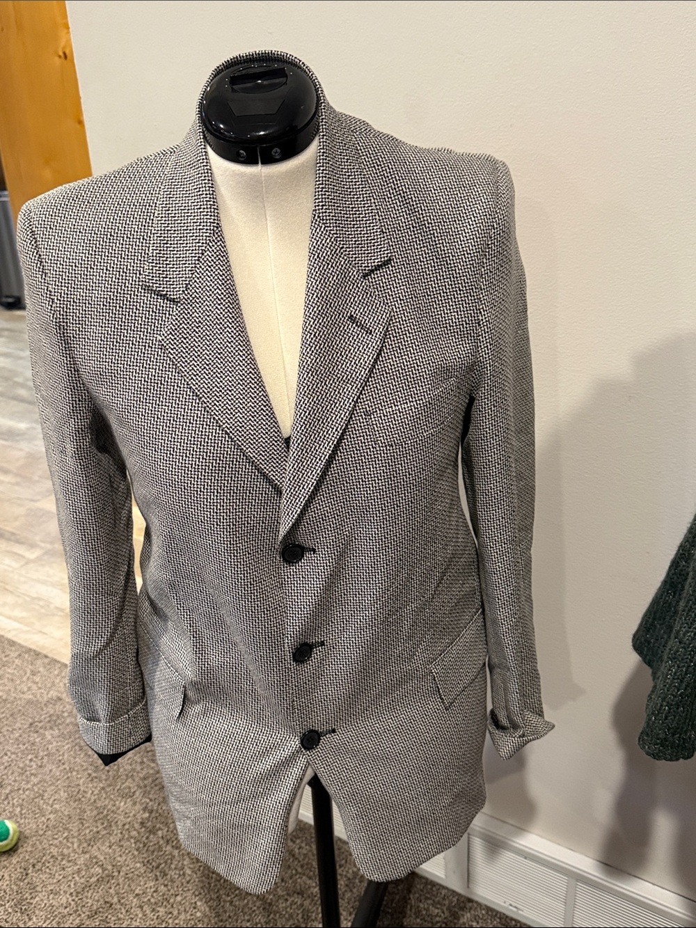 Men's Gray Houndstooth Sport Coat Blazer -Size Large
